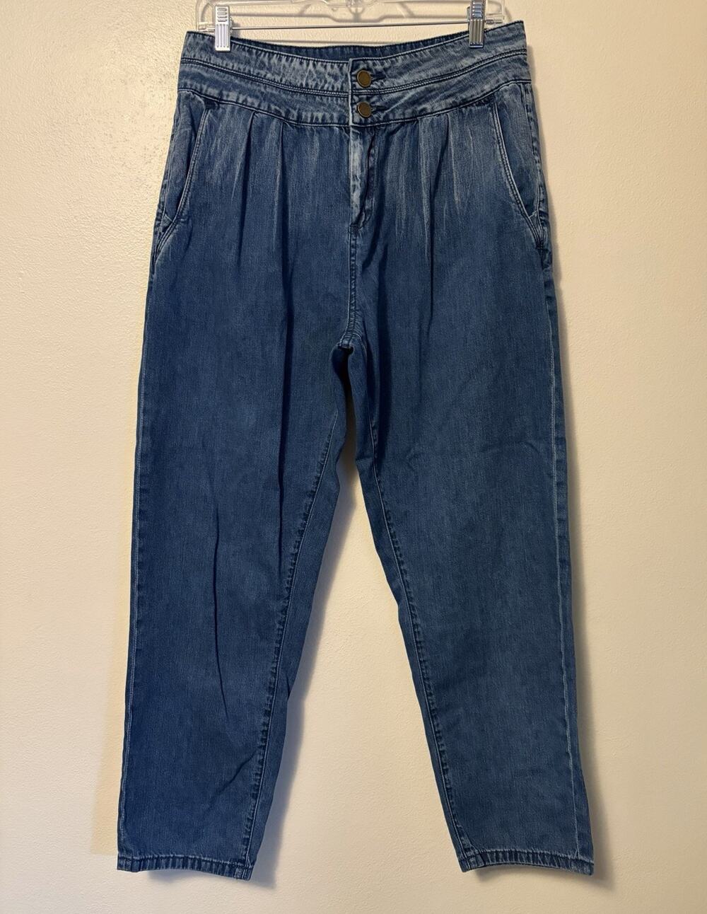 BLANK NYC Jeans Pleated Hi Rise Relaxed Fit Womens Size 30 Tapered Leg Mom Jeans